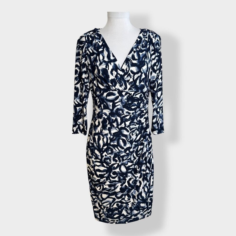 Lauren Ralph Lauren Stretch Blue White Floral Dress 10